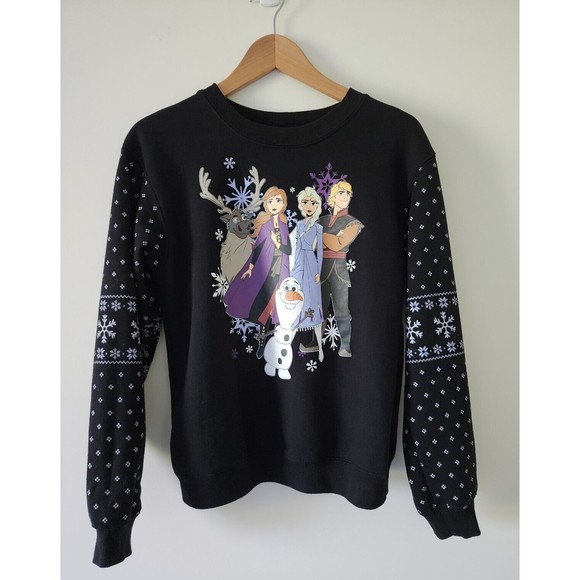 Disney Frozen Graphic Fleece Light-Up Pullover Sweatshirt Black Purple Size S - Picture 1 of 14